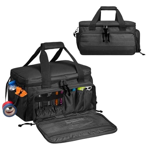 Image of BritPick Multi-Functional Tool Bag for Men, Pockets Heavy Duty Electrician Storage, Tear-Resistant Wide Open Mouth Tool Organiser for Mechanics, Electricians & DIY (Black 14.45in)
