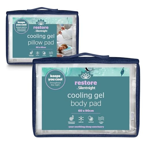 Image of Silentnight Restore Cooling Gel Pillow & Mattress Pad - Helps Absorb Body Heat Prevent Overheating - Improve Sleep Quality for Night Sweats Hot Flushes Menopause - Cool Mat for Bed Sofa Car Travelling