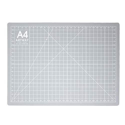 Image of Artway A4 Cutting Mat – Self Healing – Double Sided - Grid Markings in Centimetres/Inches, Grey