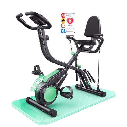 Image of 2026 Toputure Exercise Bike with LCD Display, 5-in-1 Folding Exercise Bike with App 16-Level Magnetic Resistance, Ultra-Quiet Flywheel 310LBS Capacity and Upgraded Comfort Seat Cushion