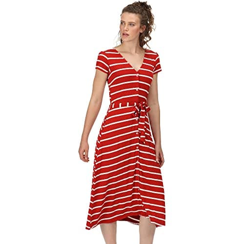 Image of Regatta Womens/Ladies Maisyn Stripe Shirt Dress (16 UK) (True Red/White)