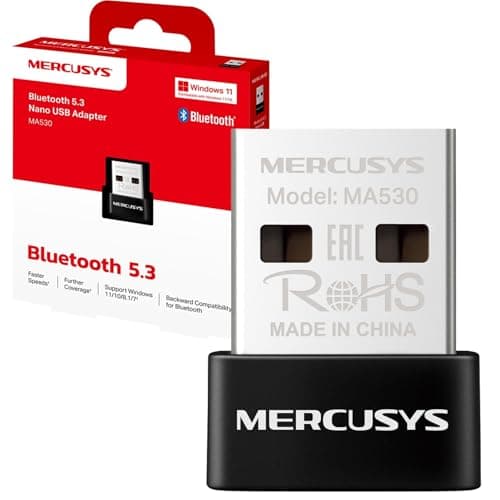 Image of MERCUSYS MA530 Bluetooth 5.4 Adapter for PC, USB Bluetooth Dongle Nano Receiver, BLE Technology, Long Range, Plug & Play, Support Windows 11-10-8.1-8-7