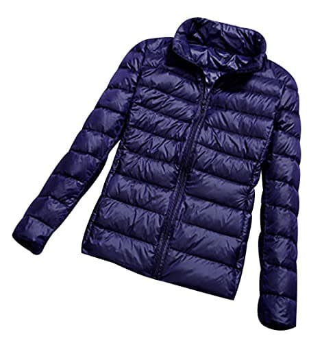 Image of Ladies Puffer Jacket Lightweight Packable Down Jacket Women Puffer Coats for Women Puffa Jackets Oversized Puffer Jackets Womens Compressible Down Feather Coat Parka Quilted Padded Jackets Navy 7XL