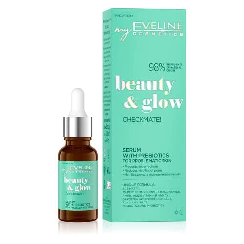 Image of Eveline Cosmetics Beauty&Glow Prebiotic Serum for Problematic Skin – Pore Minimizing, Mattifying & Skin Smoothing Formula with ActiMatte™, Vitamins, Amino Acids, and Niacinamide | 18ml