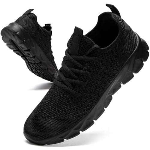 Image of Oltyutc Trainers Men Running Walking Shoes Men's Comfortable Breathable Gym Sneakers Workout Athletic Black Size 9 UK(Label Size:43)