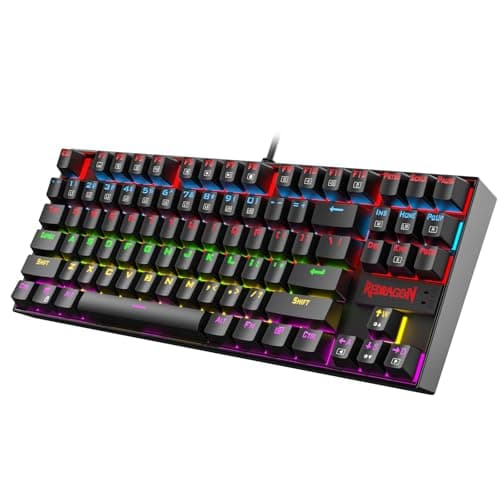 Image of Redragon K552 Mechanical Gaming Keyboard, LED Gaming Keyboard with Red Switches, 87 Full Anti-ghosting Keys, Unique Metal Rim for Windows Gaming PC, Black