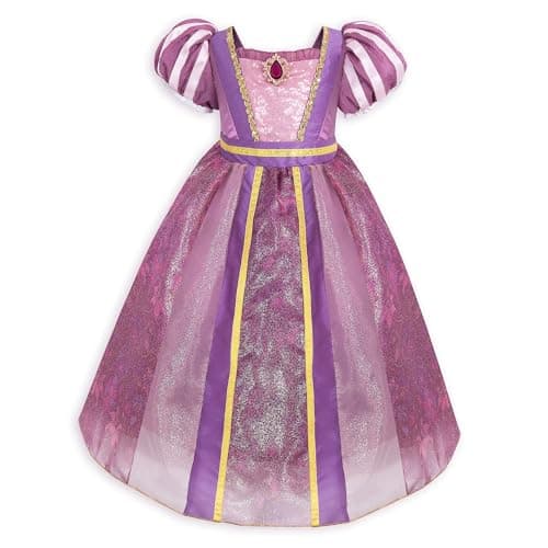 Image of Disney Store Official Rapunzel Costume for Kids, Tangled, Disney Princess Dressing Up Outfit, Party Halloween Cosplay Fancy Dress Features Puff Sleeves and Glittering 3 Layered Skirts - Size 7-8 Years