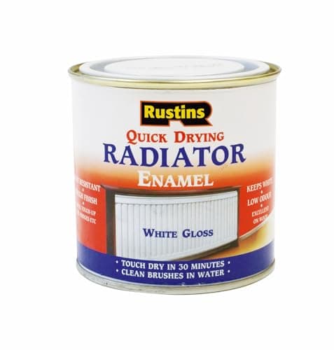 Image of RUSTINS Quick Drying Radiator Enamel Gloss - White 500ml – Durable, Long-Lasting Finish for Radiators That Stands the Test of Time
