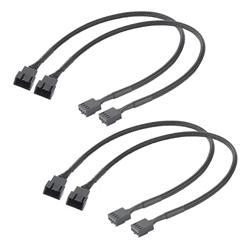 Image of Akasa PWM Fan Extension Cable | 4-pin Male to Female Connectors | Compatible with PWM and 3-pin Fan | For Computer Cooling Fans and PC Case Fans | 30cm | 4 Pack | AK-CBFA01-KT04