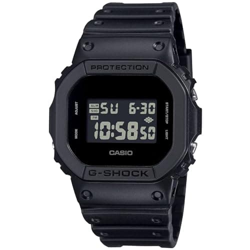 Image of G-Shock Men's Digital Watch DW-5600UBB-1ER Solid Colours with 200m Water Resistance, Stopwatch, Countdown Timer, Alarm, Light Function, Black Resin Case, Black