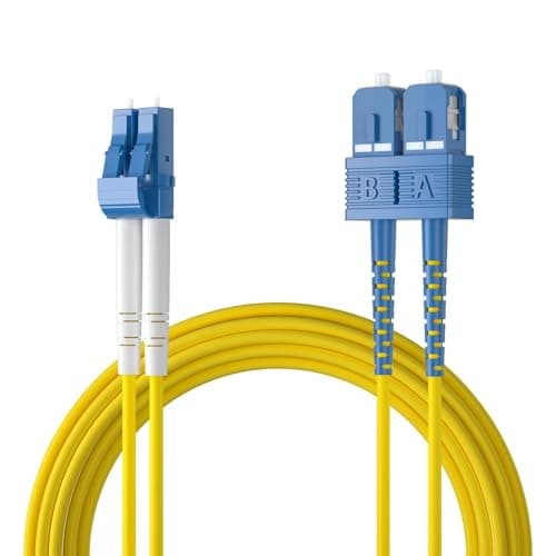 Image of 10Gtek Fiber Patch Cable - LC to SC OS2 10Gb/Gigabit Singlemode Jumper Duplex 9/125 LSZH Fiber Optic Cord, Yellow, 1-Meter(3.3ft)