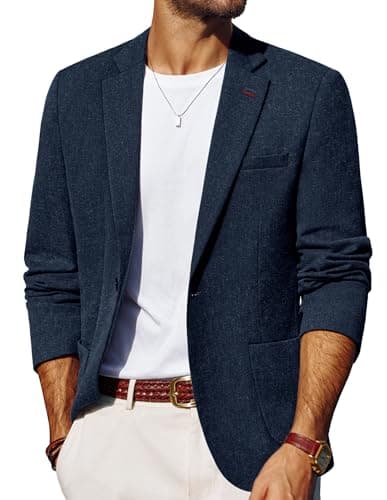 Image of PJ PAUL JONES Men's Blazers One Button Suit Jackets Casual Sports Coats Blazer Dark Blue XL