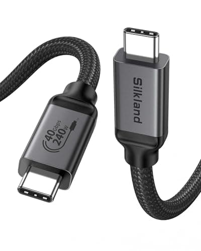 Image of Silkland Certified USB4 Cable for Thunderbolt 4 Cable, Compatible with USB C 3.2 Gen 2, 40Gbps, 8K@60Hz, PD3.1 240W 48V/5A USBC for iPhone 16/Pro/Pro Max, MacBook Pro, iPad Pro, iMac, Dock, Display 1M