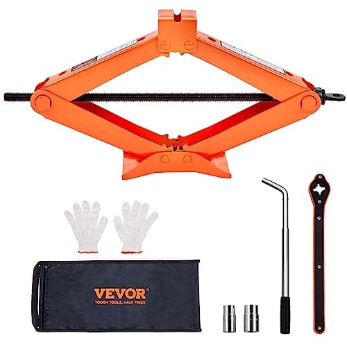 Image of VEVOR Scissor Jack, 2.5 Ton/5512 lbs Scissor Car Jack, 3.7"-17.1" Lifting Range Scissor Lift Jack with Ratcheting Handle and L-Wrench, Portable Tire Jack for Cars Trucks Sedans MPVs