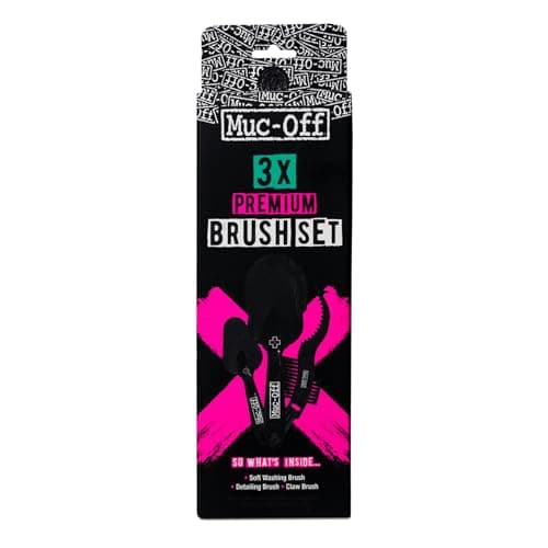 Image of Muc-Off Premium Brush Set - Bike Cleaning Brushes for Chains, Frames, and Detailing - Durable Nylon Bristles and Ergonomic Design - 3 Brushes