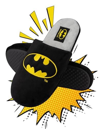 Image of soxo DC Comics The Batman Funny Slippers Men Black Mens Funky Slipper Blue Slides 7-8.5 Batman Slippers