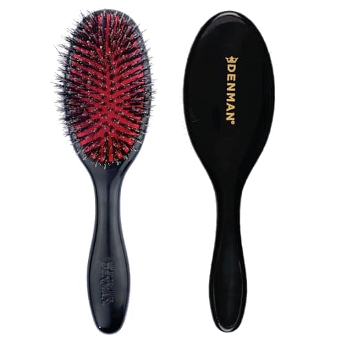 Image of Denman Style & Shine Smoother Hairbrush with Soft Nylon Quill Boar Bristles - For Smoothing, Detangling, Straightening Hair – D81S Small Black