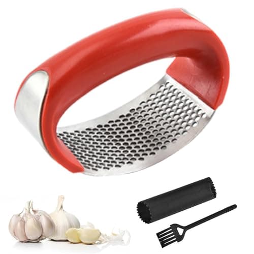 Image of Eastrise Stainless Steel Garlic Press,Rocker Crusher Masher,Portable Manual High Performance Garlic Mincer,Chopper for Kitchen Appliances,Easily Crush Garlic (1Pcs/Red)