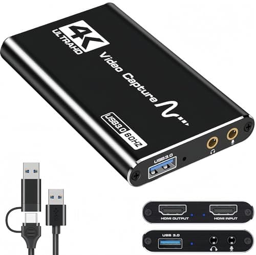 Image of HDMI Capture Card for Streaming, 4K HDMI Video Capture Card, 1080p 60fps USB 3.0 Capture Card with Microphone, for Gaming/Live Streaming/Video Conference, Works for Switch/PS5/Camera/PC ect-10CM