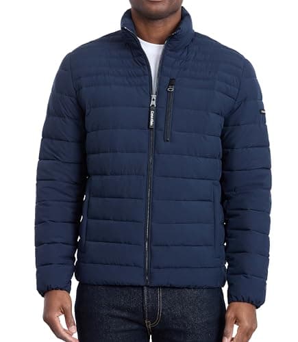 Image of Calvin Klein Lightweight Puffer Water-Resistant Down Men’s Jacket, Navy, XL