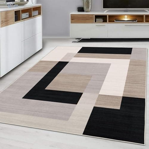 Image of Hafaa Area Rugs Living Room - Printed Rugs for Bedroom 60x110 Cm Non Shedding Modern Floor Carpet Soft Touch Geometric Style Classic Small Rug (Milo Neutral)