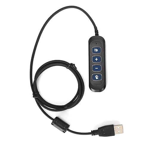 Image of Womamaxsc H901 USB Plug QD Cable Adapter, Call Center Headset Adapter with Adjustable Volume and Mic Mute, 3.5mm to USB Audio Control Adapter for Wired Headset Equipment (Blue)