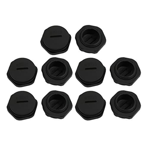 Image of sourcingmap 10pcs M25 x 1.5mm Nylon Male Threaded Cable Gland Cap Round Screw-in Cover Black