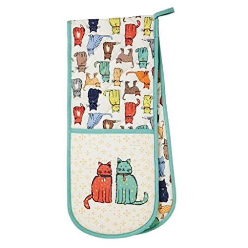 Image of Ulster Weavers Catwalk Cotton Double Oven Gloves - With Cute Multicoloured Cat Animal Hand Drawn Design - 100% Cotton, Double Oven Mitts - Cooking Gifts for Bakers & Chefs - Kitchenware Range