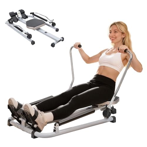 Image of Hydraulic Rowing Machine for Home, Adjustable Resistance Rower with LCD Monitor, 110 lb Resistance, 265 lb Capacity, Large Cushioned Seat, Quiet Full Motion Rower for Fitness (Black)