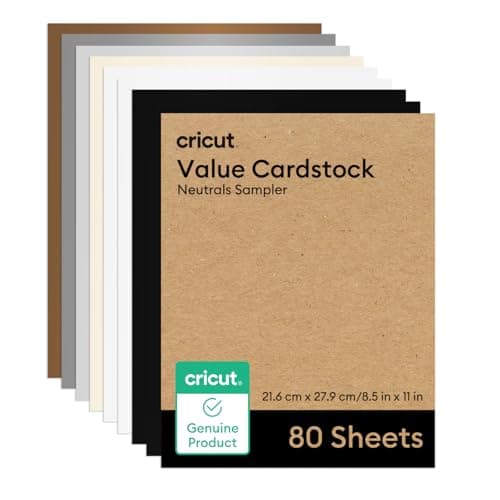 Image of Cricut Value Cardstock Paper, Neutrals Sampler - 80 Sheets (8.5" x 11") - Compatible with Joy Xtra, Explore, & Maker Machines - Letter Size