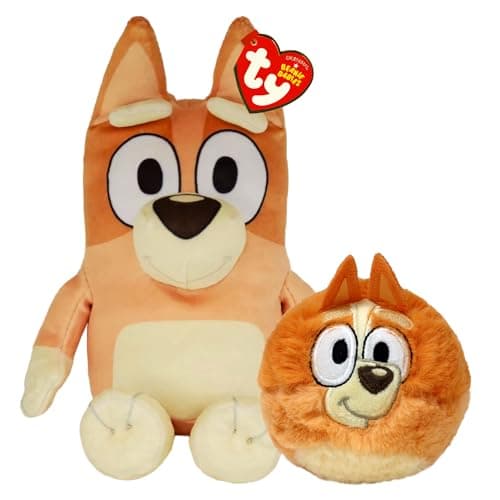 Image of TY Bluey Bingo Beanie & Bouncer 2-Piece Gift Set – 17cm Soft Plush Toy Teddy & 7cm Bouncy Ball Plush – Collectible Stuffed Cuddly Toy Gift for Kids