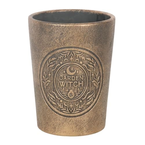 Image of Something Different Wholesale Garden Witch Bronze Effect Terracotta Plant Pot | Rustic Design | 16.5x12.5x12.5 cm
