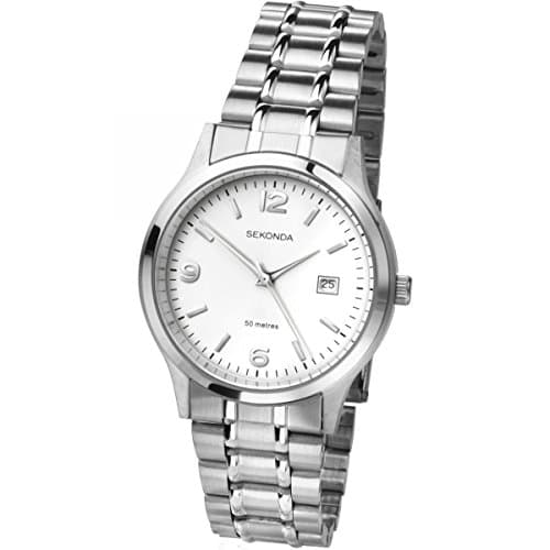 Image of Sekonda Mens Analogue Quartz Watch Stainless Steel Case and Bracelet with White Dial 3729
