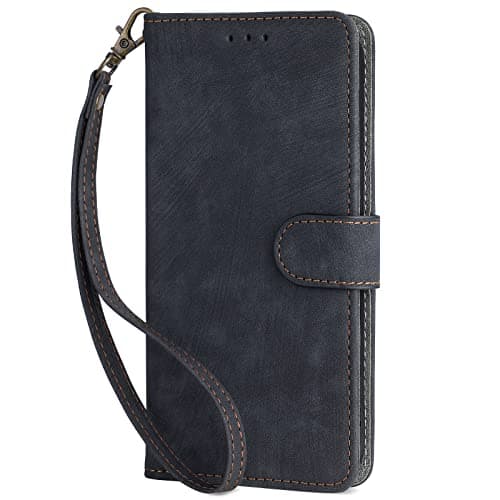 Image of YKTO Wallet Case Design for alcatel 3L 2021 Phone Case with Magnetic Closure PU Leather Flip Case Card Holder Wristband [RFID Blocking] Folio Cover for alcatel 3L 2021,Black
