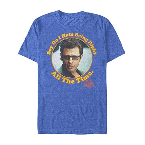 Image of Jurassic Park Men's Dr. Malcolm Right All The Time T-Shirt - Royal Blue Heather - Large, Royal Blue Heather, Large