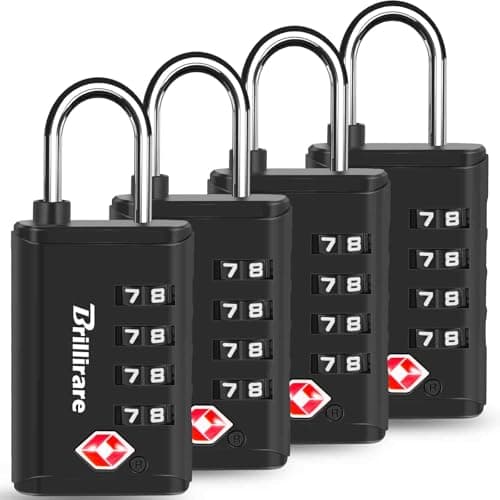 Image of 4 Pack TSA Approved Luggage Locks, 4 Digit Combination Suitcase Lock with Open Alert Indicator, Solid Waterproof Travel Padlock, Outdoor Lock for Lockers, Bags, Backpack, Gym, Gate, Anti Theft-Black