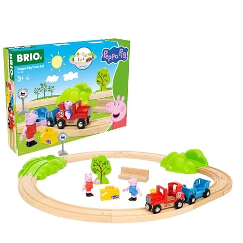 Image of BRIO World Peppa Pig Starter Set Travel Toy Train Set for Kids Age 3 Years Up - Wooden Toddler Toys & Games
