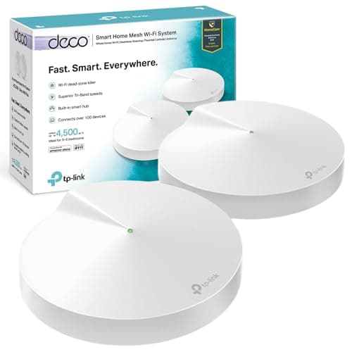 Image of TP-Link Deco M9 Plus Whole Home Mesh Wi-Fi with Built-in Smart Home Hub, Up to 4500 sq ft Coverage, Works with Amazon Echo/Alexa, Wi-Fi Booster, Antivirus and Parental Controls, Pack of 2