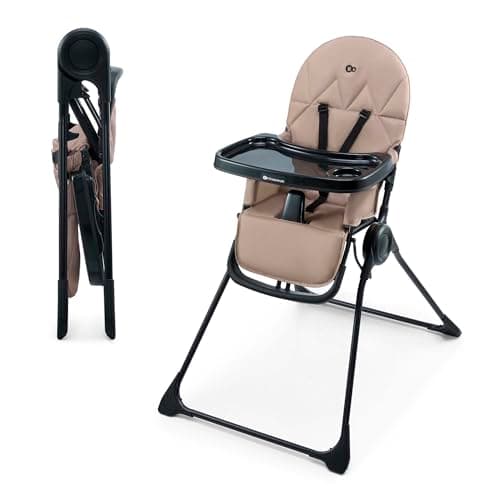 Image of Kinderkraft BINCI Baby High Chair, Lightweight and Foldable with Tray, Footrest and 5 Point Harness, Ideal for Small Spaces and Travel