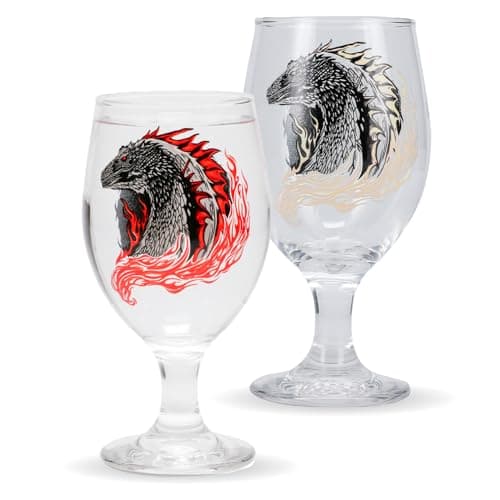 Image of Paladone House of the Dragon Colour Changing Glass - Officially Licensed HOTD Merchandise, 350ml (11 fl oz) Goblet for Cold Drinks, Gift for Game of Thrones Targaryen Fans