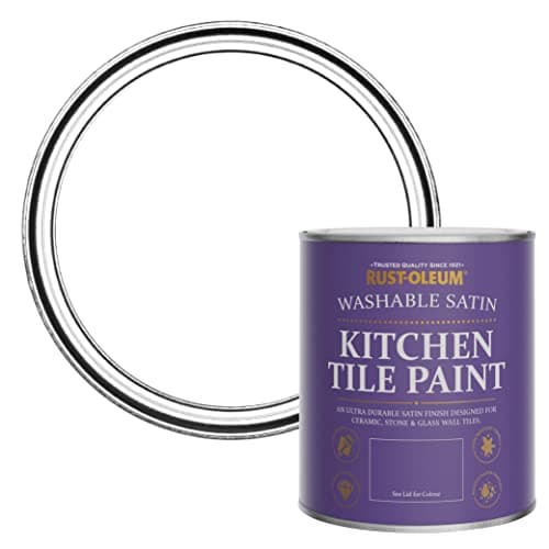Image of Rust-Oleum White water resistant Kitchen Tile Paint in Satin Finish - Cotton (WHITE) 750ml