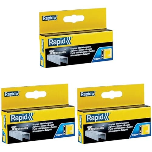 Image of Rapid High-Performance Staples for Textiles, Finewire No. 13, Leg Length 6mm, Staple Gun Staples, Galvanised Steel, 2500 Pieces, Boxed (11830725) (Pack of 3)