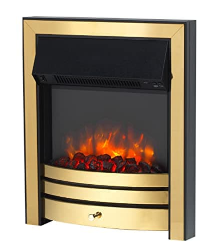 Image of Endeavour Fires Roxby Inset Electric Fire Brass Trim and Fret, 220/240Vac 1&2kW, 7 Day Programmable Remote Control Freestanding Electric Fire (with half depth spacer)