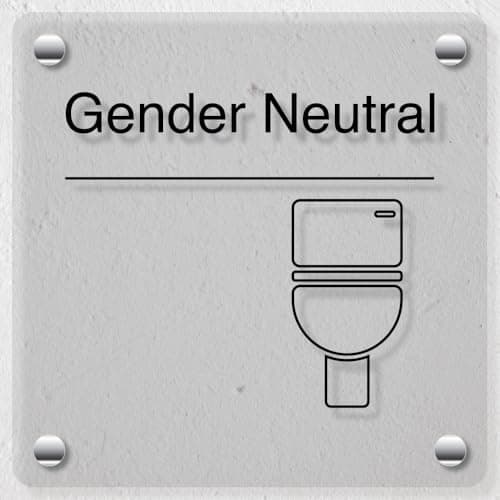 Image of V Safety Gender Neutral Toilet - Icon Left - 150 x 150 mm - Acrylic Perspex Cast Clear Safety Sign