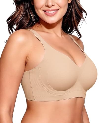 Image of Happriue Jelly Bra Push Up Seamless Wireless Full Coverage Support Comfort T-Shirt Jelly Bras for Women M-2XL Nude