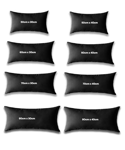 Image of Kosiproducts Throw Rectangle Pillow Cushions + Covers, Water Resistant 100% Polyester, Hollow Fibre Filling [50cmx30cm, Black]