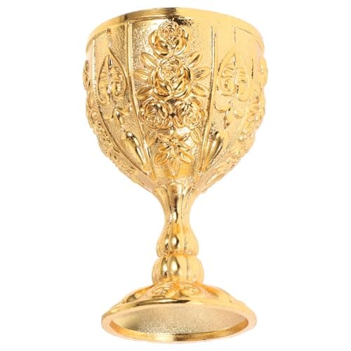 Image of YARNOW Golden Zinc Alloy Vintage European Design Goblet Cup with Shatterresistant One Sip Feature, for Medieval Party Decorations and Wedding Celebrations