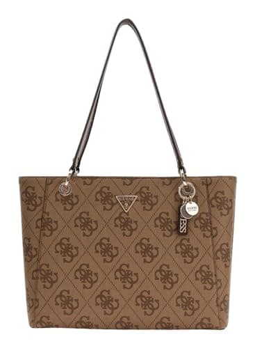 Image of GUESS shoulder bag shopper bag Noelle II Tote Bag Latte Logo/Brown light brown