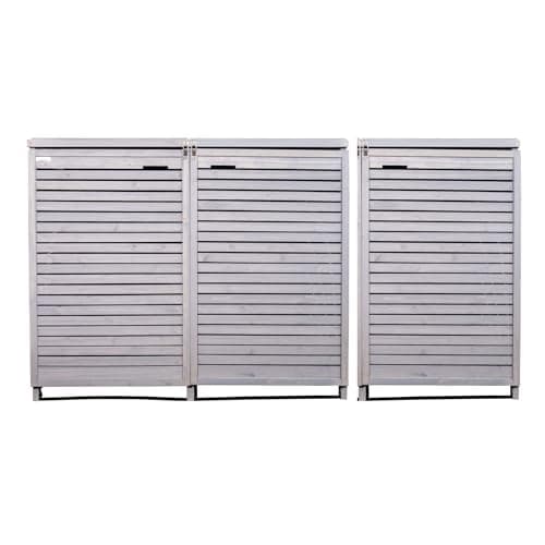 Image of 2.03m x 1.14m Large Wooden Outdoor Garden Triple Wheelie Bin Store Storage for 3 Bins (1 Single and 1 Twin) - Garden Bin Storage box, Wheelie Bin Hideaways, Bin Shed