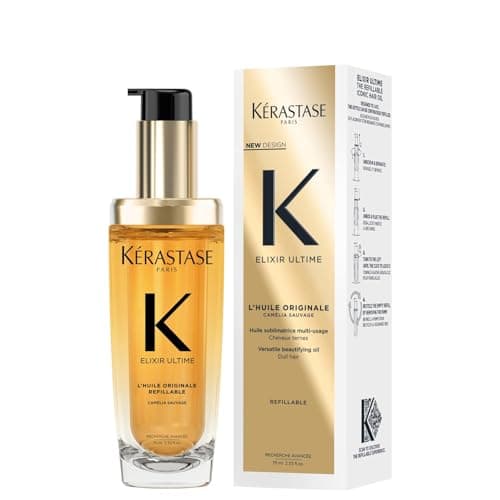 Image of Kérastase Elixir Ultime Hair Oil, For Dull, All Hair Types, Strengthens, Nourishes and Protects From Heat, With Argan and Camellia Oil, L'Huile Originale, 75ml